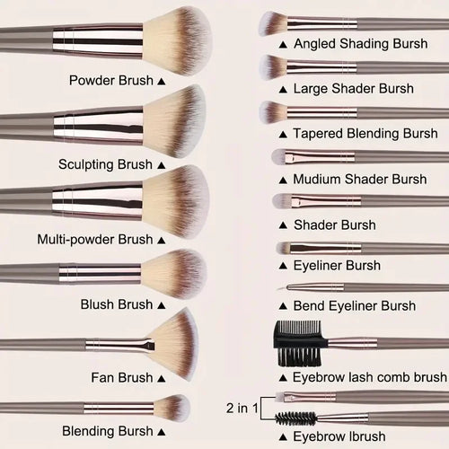 3–20PCS Makeup Brush Set – Soft Synthetic Brushes