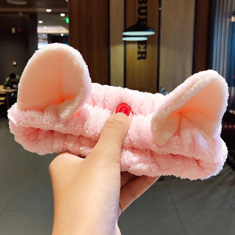Soft Coral Fleece Bow Hairband – Face Wash Headband