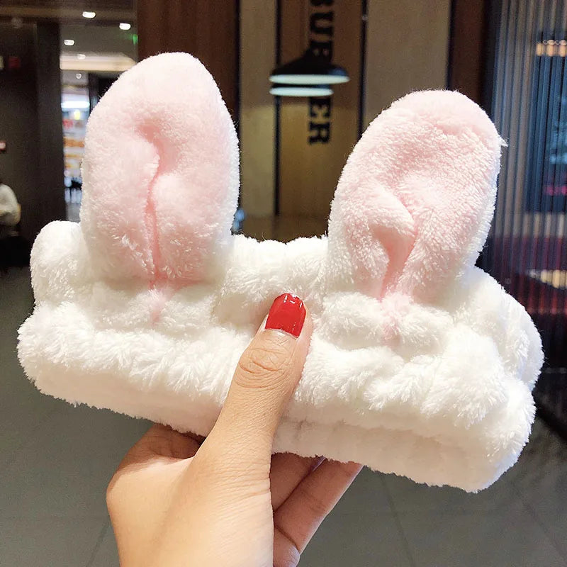 Soft Coral Fleece Bow Hairband – Face Wash Headband