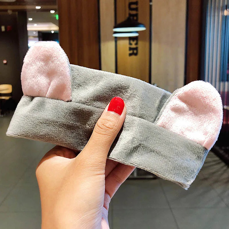 Soft Coral Fleece Bow Hairband – Face Wash Headband