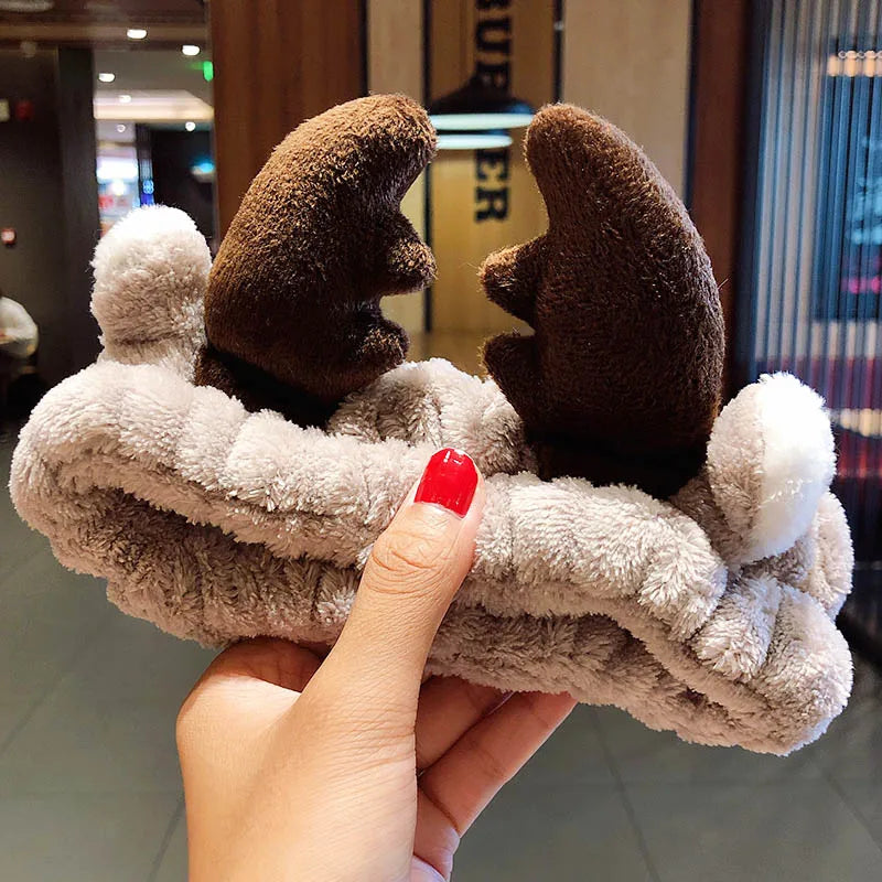 Soft Coral Fleece Bow Hairband – Face Wash Headband