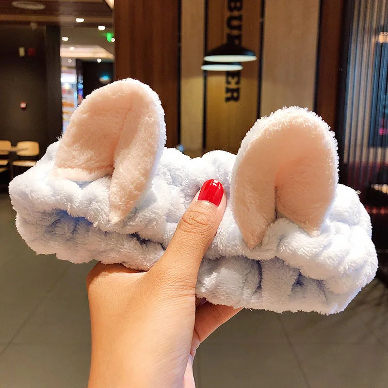 Soft Coral Fleece Bow Hairband – Face Wash Headband