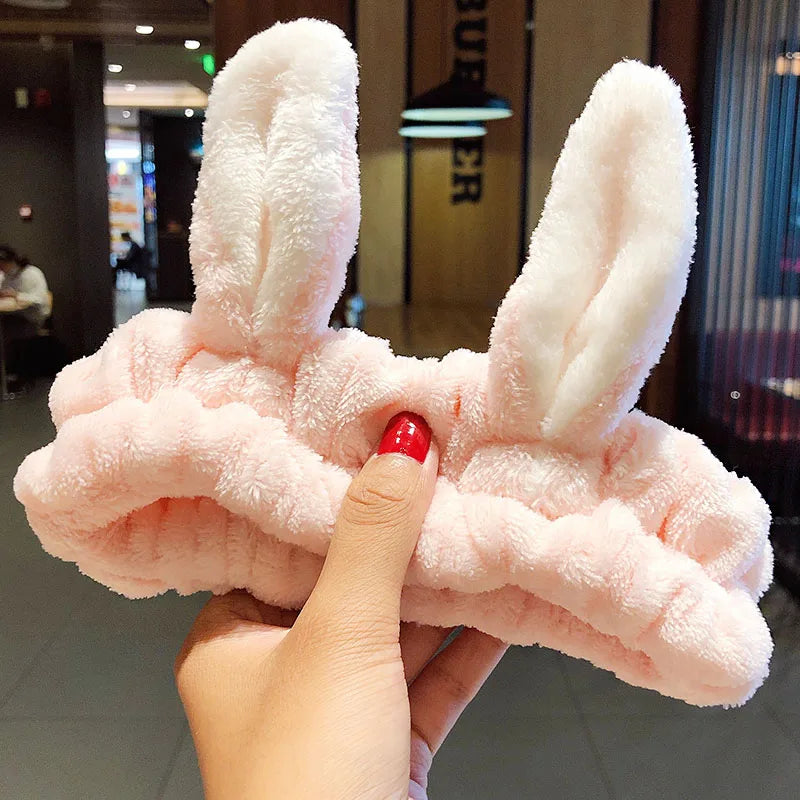 Soft Coral Fleece Bow Hairband – Face Wash Headband