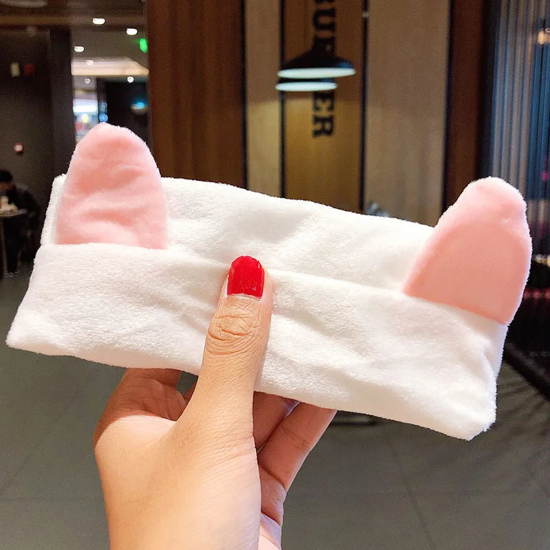 Soft Coral Fleece Bow Hairband – Face Wash Headband