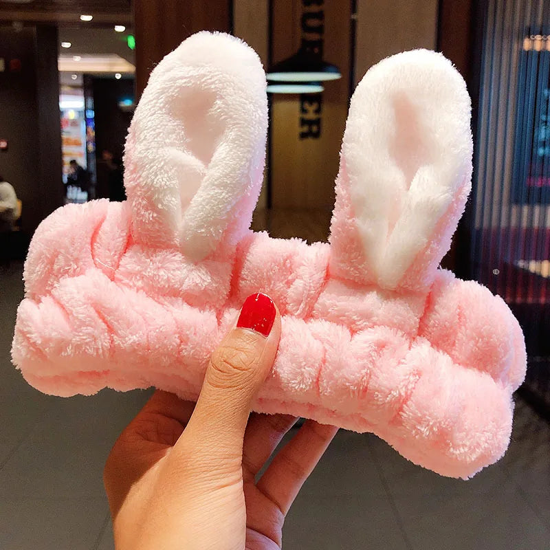 Soft Coral Fleece Bow Hairband – Face Wash Headband