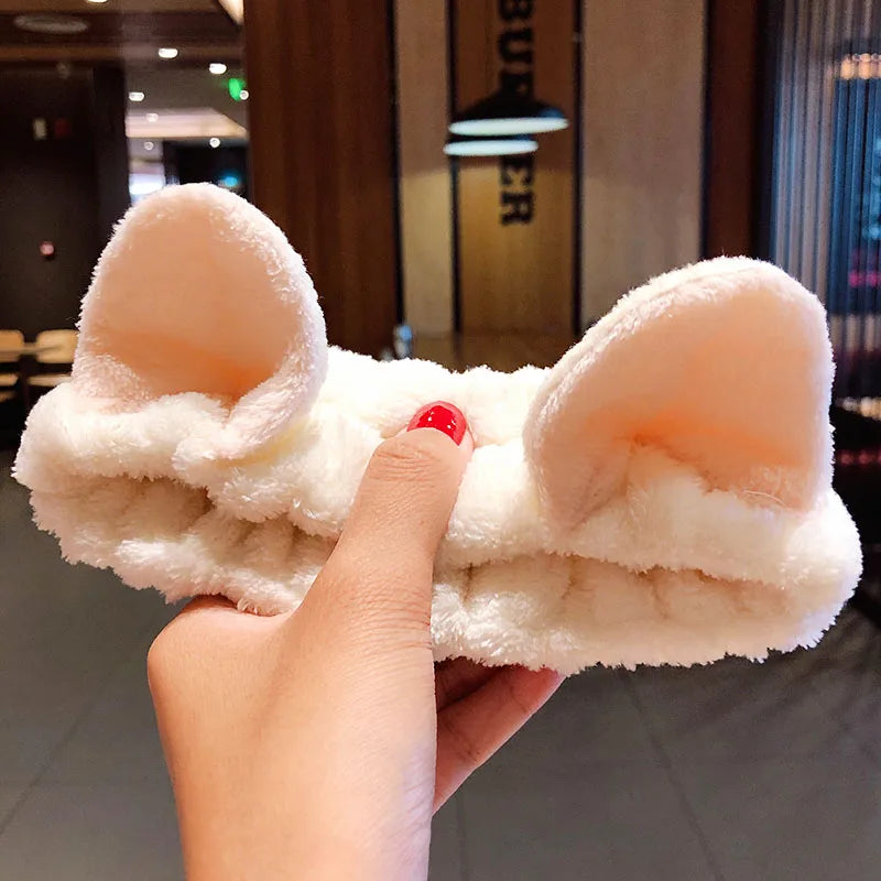 Soft Coral Fleece Bow Hairband – Face Wash Headband