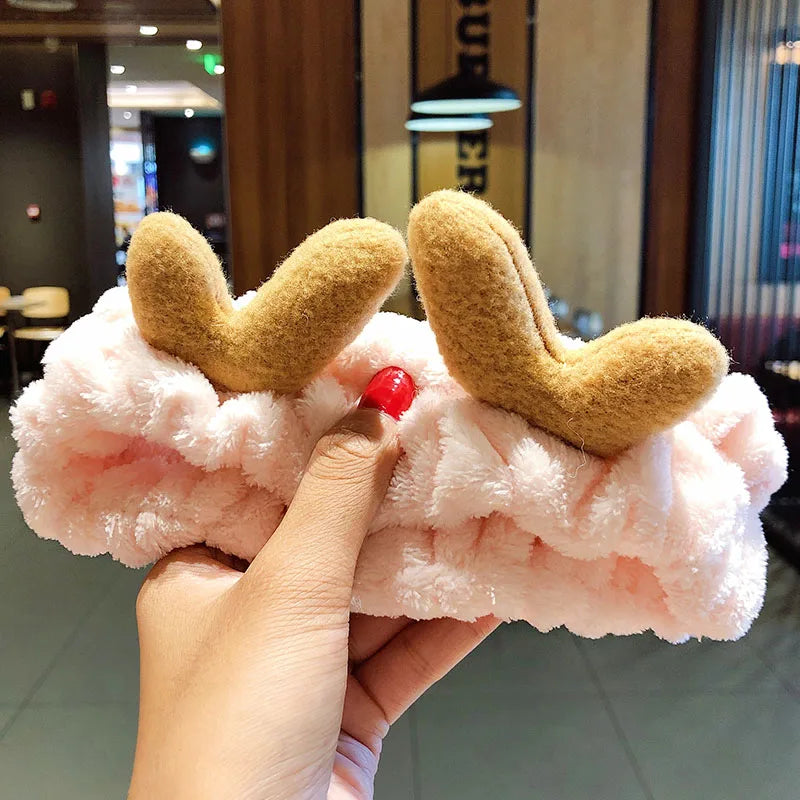 Soft Coral Fleece Bow Hairband – Face Wash Headband
