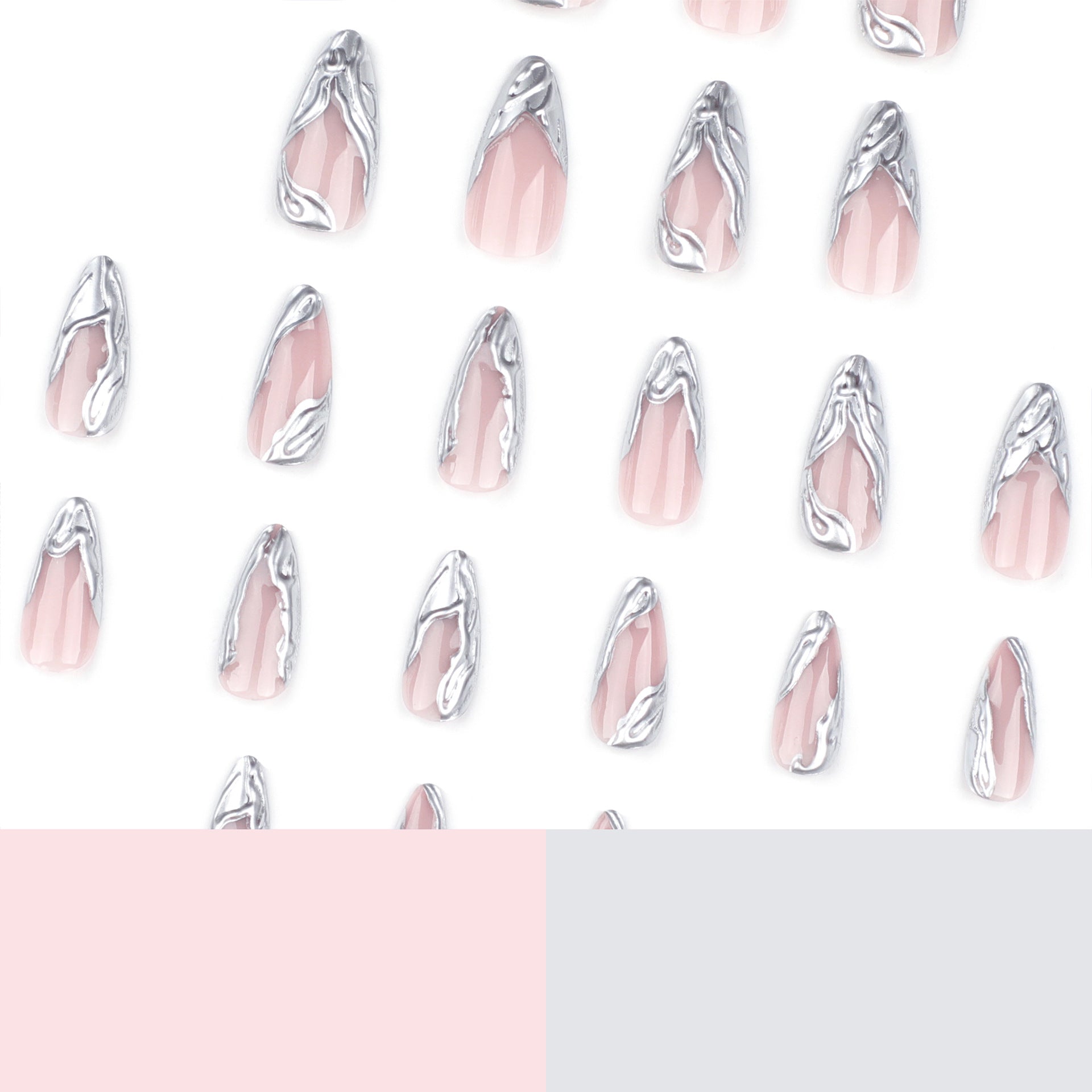 24Pcs French Almond False Nails Glitter with Rhinestones Wearable Fake Nails Artificial Simple Full Cover Press on Nails Tips