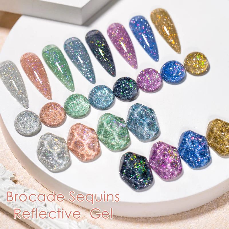 Mtssii 7ML Colorful Reflective Gel Nail Polish Glitter Sparkling Flash Glitter Gel Polish Semi Permanent Varnish Soak Off Nails