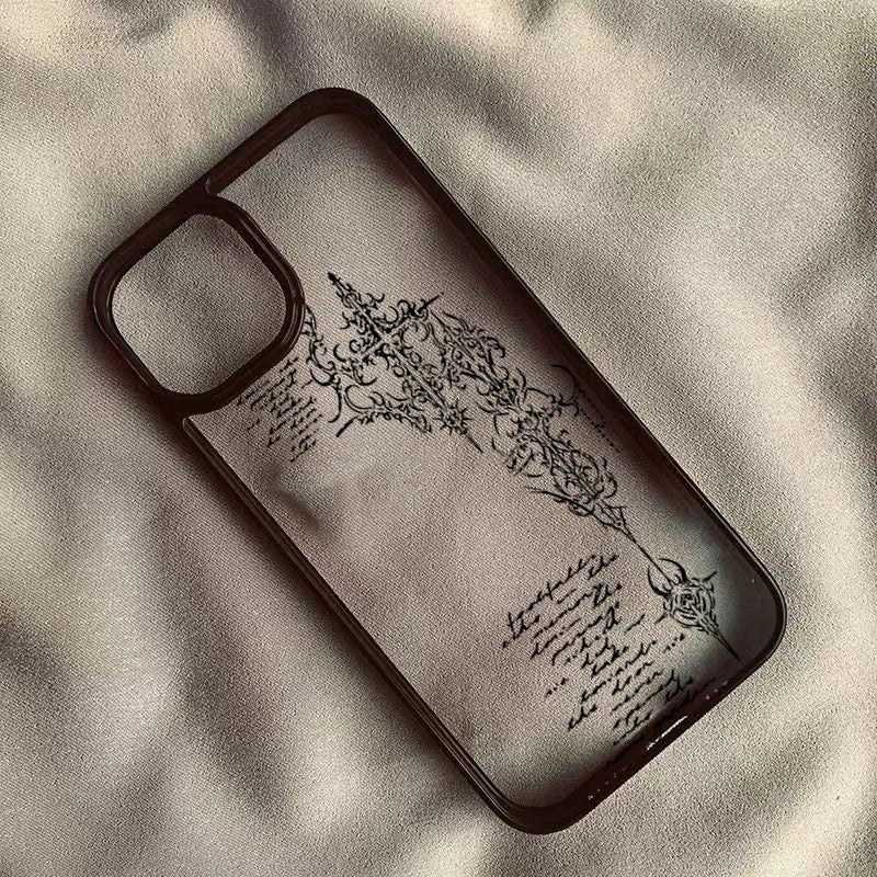 Transparent Gothic Cross Vine iPhone Case