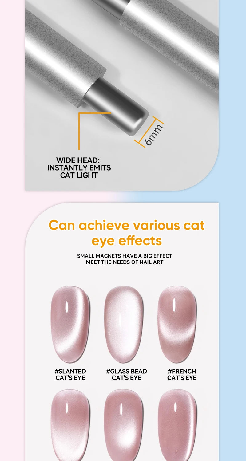 Nail Art Nail Magnetic Stick Cat Eye Magnetic Ball Aluminum Handle Cylindrical UV Gel Magnet Tools Double End Nail Design Tools