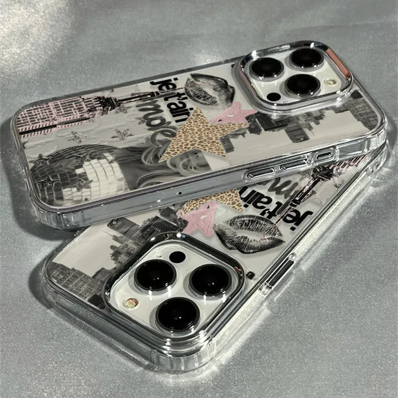 Trendy Leopard Print Star Patchwork Phone Case for iPhone 17 Cases iPhone Air 16 15 14 13 12 11Pro Max 16E XS XR X 7 8Plus Cover