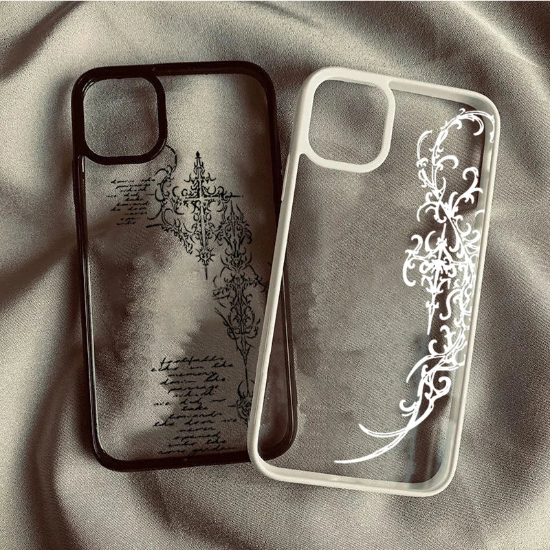 Transparent Gothic Cross Vine iPhone Case