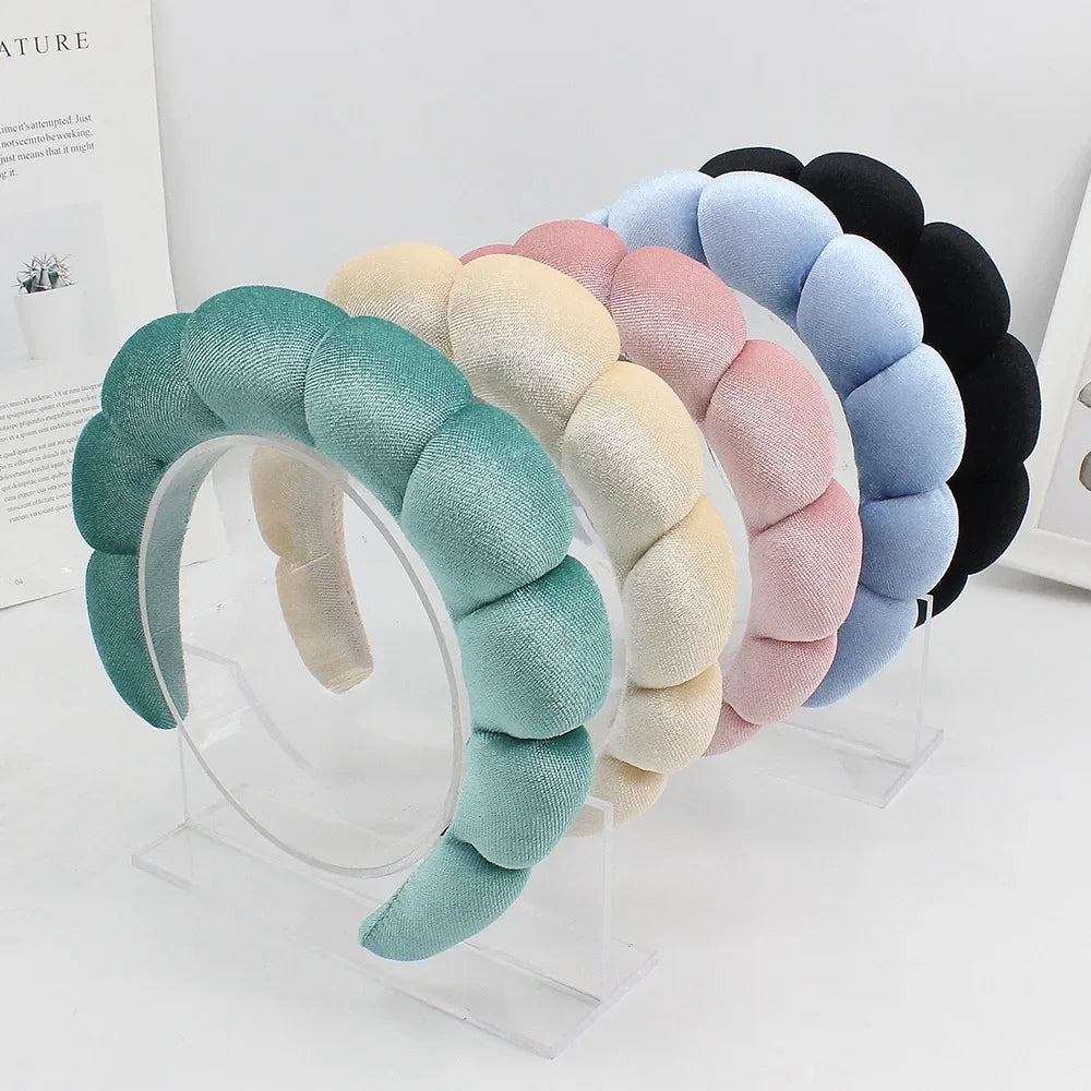 Sponge Spa Headband Velvet Washing Face Wide Padded Headband Skin Care Makeup Removal Shower for Women Girls Hair Accessories