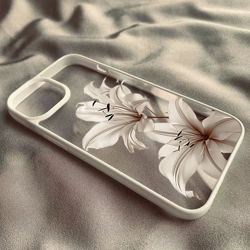 Shockproof Phone Case for iPhone 16 17 Pro Max 15 Pro 14 13 12 11 16E Air X XR XS 7 8 Plus SE Elegant Vintage Lily Floral Cover