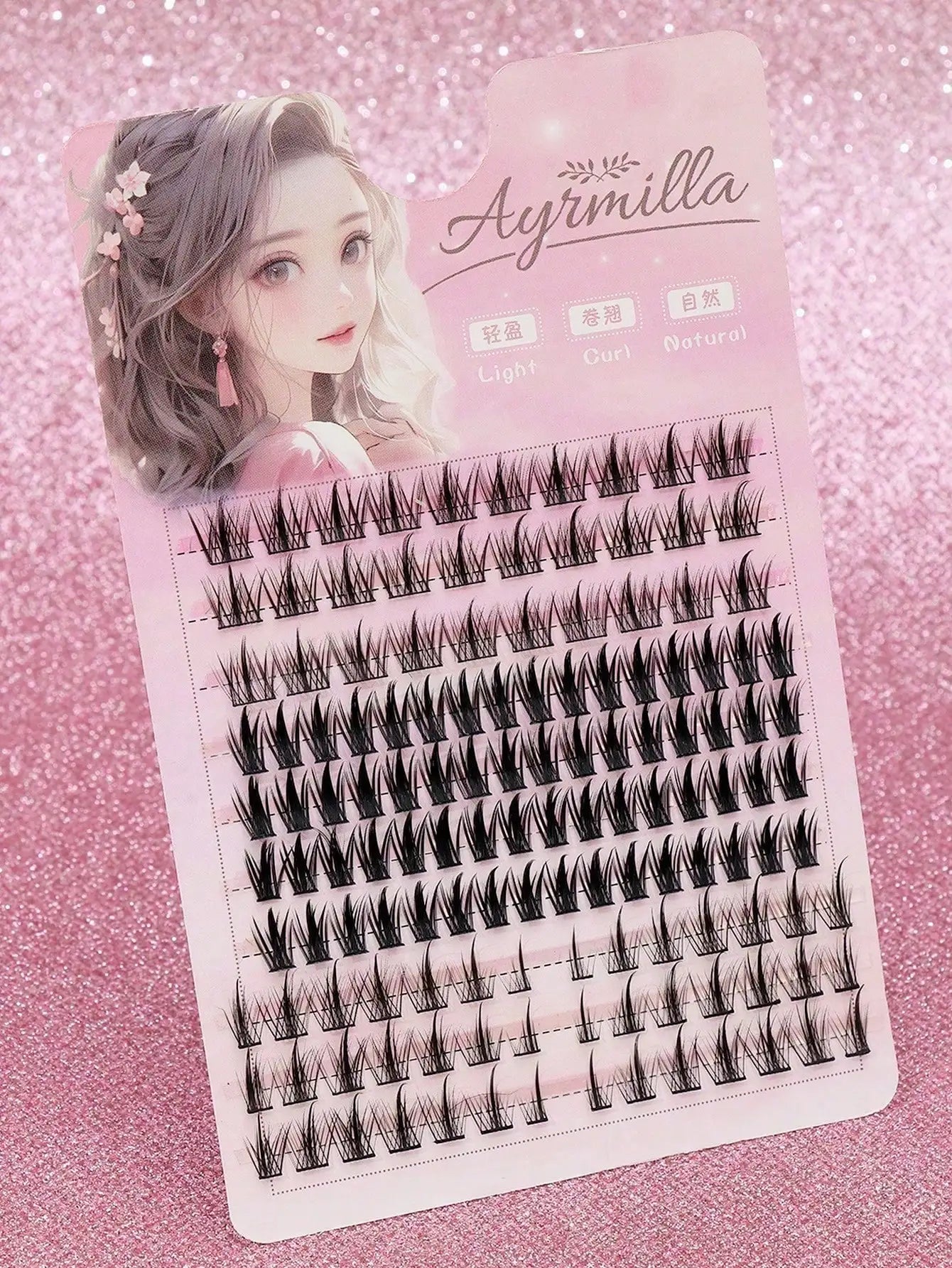 Ayr 80PCS C curl brown style Eyelash Extension Winged Individual Lashes Natural Segmented Eyelash Bundles Makeup Tools