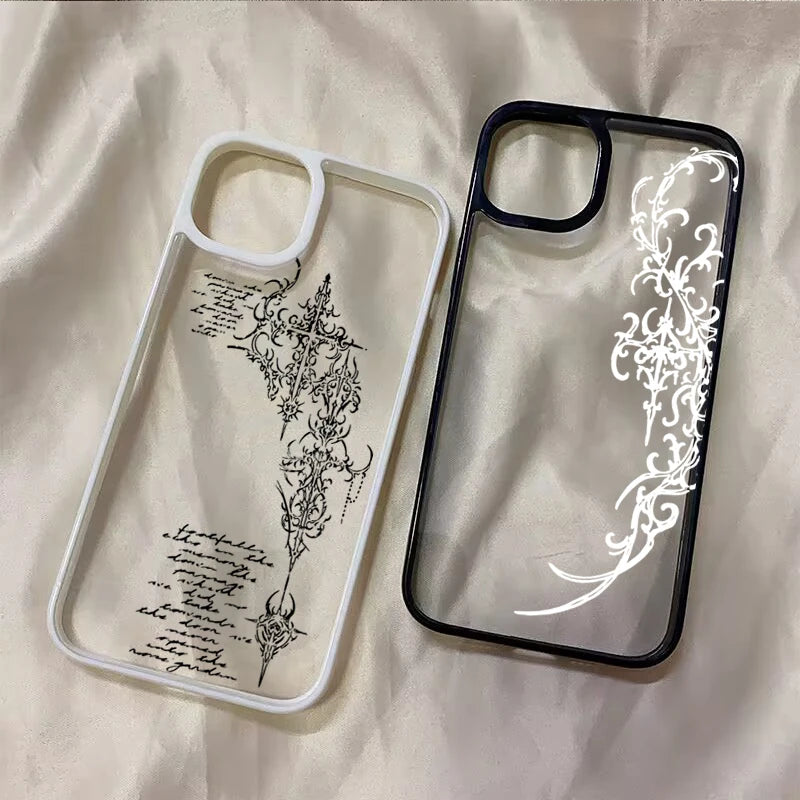 Transparent Gothic Cross Vine iPhone Case