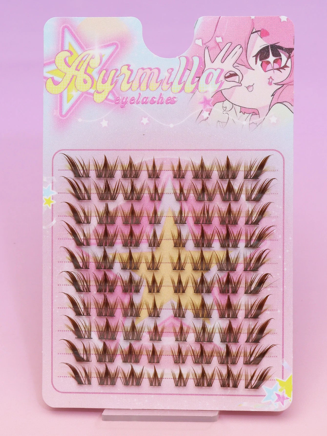 Ayr 80PCS C curl brown style Eyelash Extension Winged Individual Lashes Natural Segmented Eyelash Bundles Makeup Tools