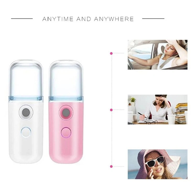 Nano Mister 30 ml Mini Face Humidifier Portable Facial Sprayer USB Rechargeable Handy Skin Care Machine for Face Hydrating