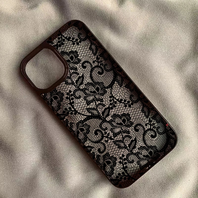 Vintage Floral Lace Clear Phone Case for iPhone 17 16 15 14 13 11 12 Pro Max 16E Air X XR XS 7 8 Plus SE 2022 Shockproof Cover