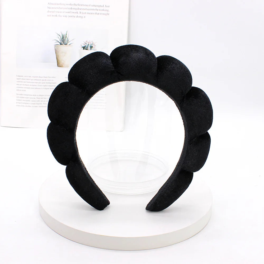 Sponge Spa Headband Velvet Washing Face Wide Padded Headband Skin Care Makeup Removal Shower for Women Girls Hair Accessories