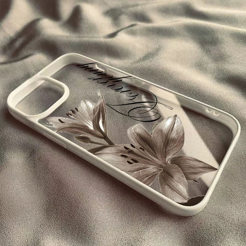 Shockproof Phone Case for iPhone 16 17 Pro Max 15 Pro 14 13 12 11 16E Air X XR XS 7 8 Plus SE Elegant Vintage Lily Floral Cover