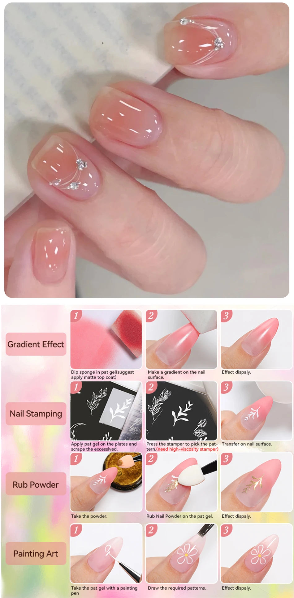 UR SUGAR 4 IN1 Pat Painting Gel Nail 4 Colors Gradient Painting Gel Nail Art Semi Permanent Soak Off UV Nails Used For Gel DIY