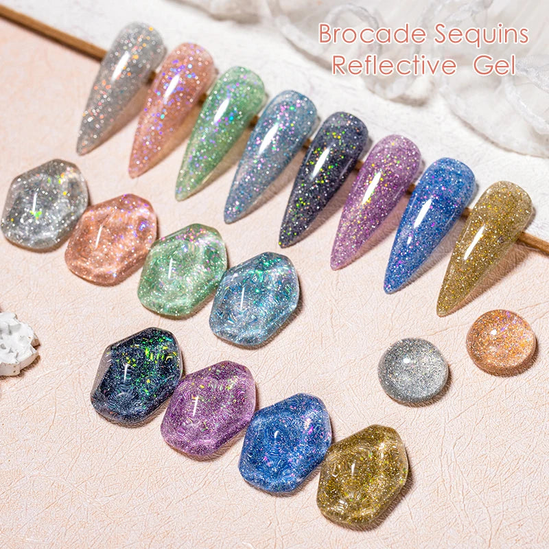 Mtssii 7ML Colorful Reflective Gel Nail Polish Glitter Sparkling Flash Glitter Gel Polish Semi Permanent Varnish Soak Off Nails