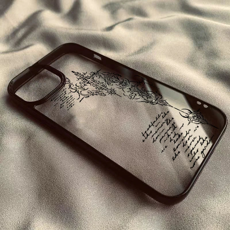 Transparent Gothic Cross Vine iPhone Case