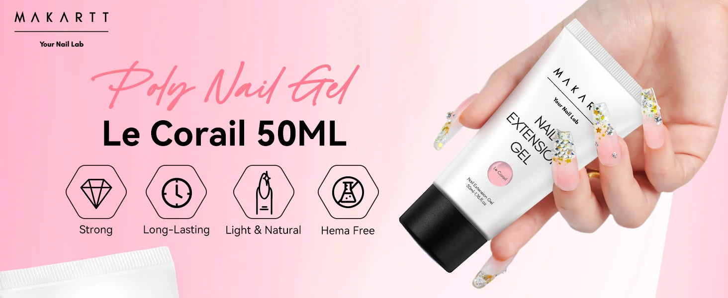 Makartt Poly Nails Acrygel , 50g Clear / Pink / Nude Nail Extension Gel Glitter Builder Nails Gel For Trendy DIY Nail Art Polish