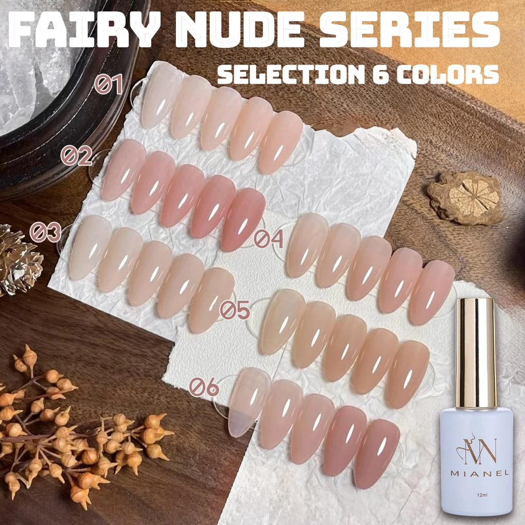 MIANEL Colorful Rock Slice Gel Nail Polish Milky Yellow-White Glittery Cream White Nails Milk Huhu Dopamine 12ml 1-6Pcs