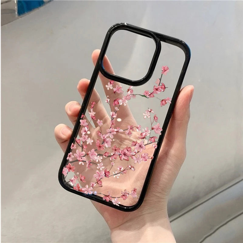 Cherry Blossom Floral Phone Case for iPhone 17 16 Pro Max 15 Pro 14 Plus 13 12 11 16E X XR XS 7 8 Plus SE 2022 Shockproof Cover