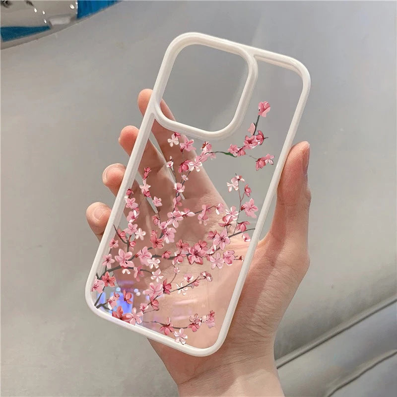 Cherry Blossom Floral Phone Case for iPhone 17 16 Pro Max 15 Pro 14 Plus 13 12 11 16E X XR XS 7 8 Plus SE 2022 Shockproof Cover