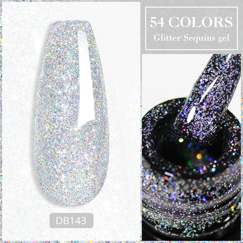 Mtssii 7ML Colorful Reflective Gel Nail Polish Glitter Sparkling Flash Glitter Gel Polish Semi Permanent Varnish Soak Off Nails