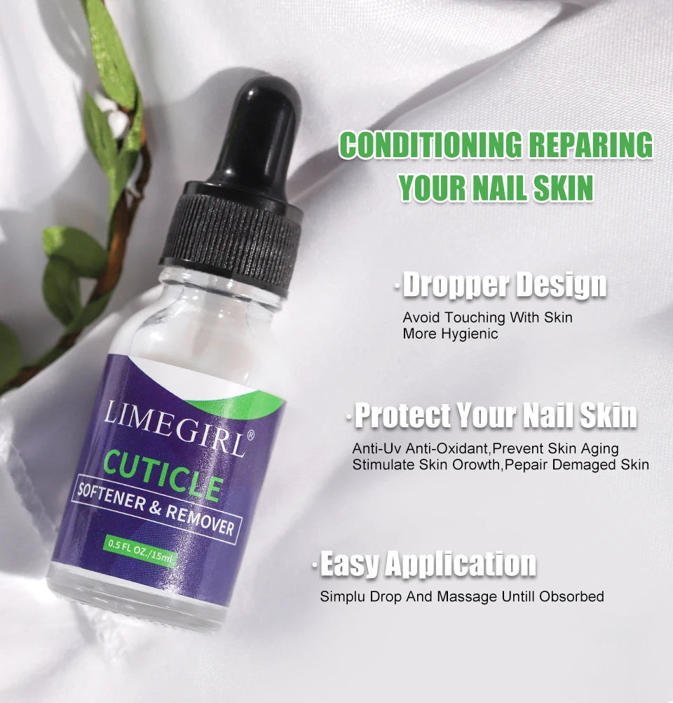15ML Nail Soften Oil Cuticle Remover for Gel Overgrown Cuticles Soften Eliminating Exfoliant for Nails Manicure Pedicure