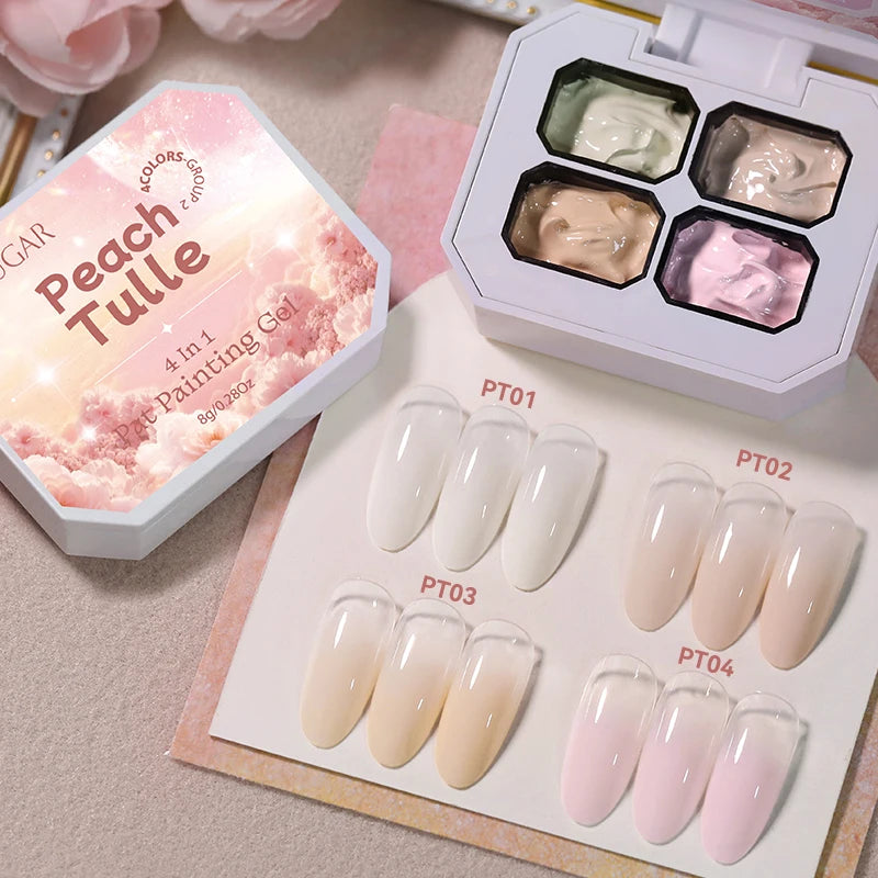 UR SUGAR 4 IN1 Pat Painting Gel Nail 4 Colors Gradient Painting Gel Nail Art Semi Permanent Soak Off UV Nails Used For Gel DIY