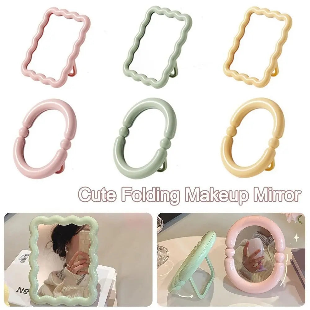Cute Candy Color Makeup Mirror Adjustable Thickened Beauty Mirror High-definition Folding Mirror Home Bedroom Desktop