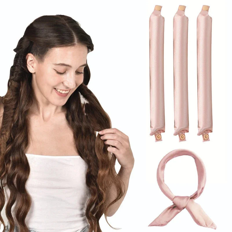 Heatless Satin Hair Curler Set – Overnight Soft Curls