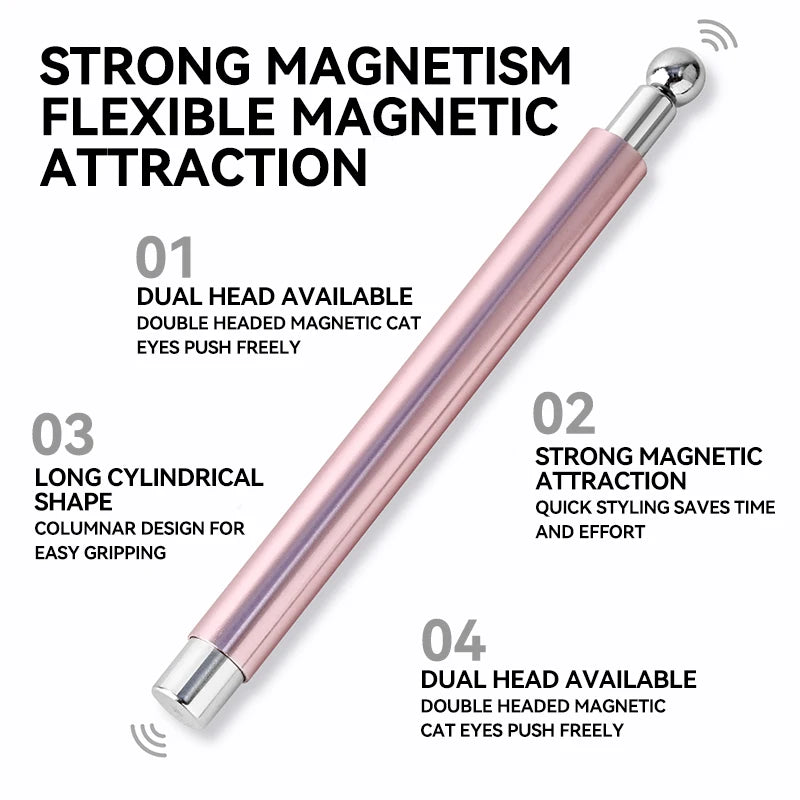 Nail Art Nail Magnetic Stick Cat Eye Magnetic Ball Aluminum Handle Cylindrical UV Gel Magnet Tools Double End Nail Design Tools