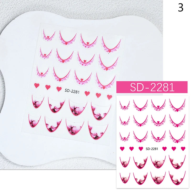 1 Sheet Fashion French Gradient Nail Art Stickers Thin Black White Line Press On Nails Decals Manicure Decorations DIY