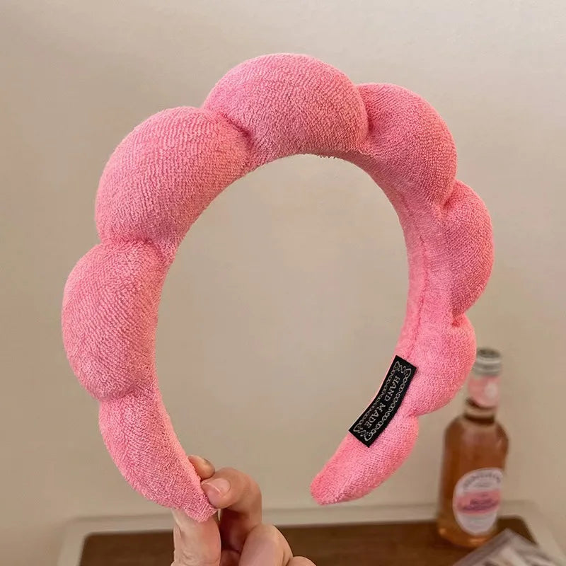 2024 Fashion Sponge Headband for Women Girls Puffy Hair Band Makeup Bubble Retro Terry Cloth Headbands Hair Accessories Headwear