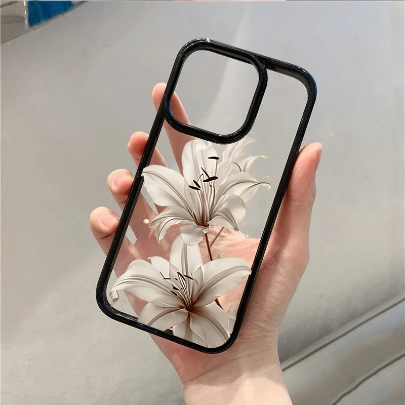 Shockproof Phone Case for iPhone 16 17 Pro Max 15 Pro 14 13 12 11 16E Air X XR XS 7 8 Plus SE Elegant Vintage Lily Floral Cover