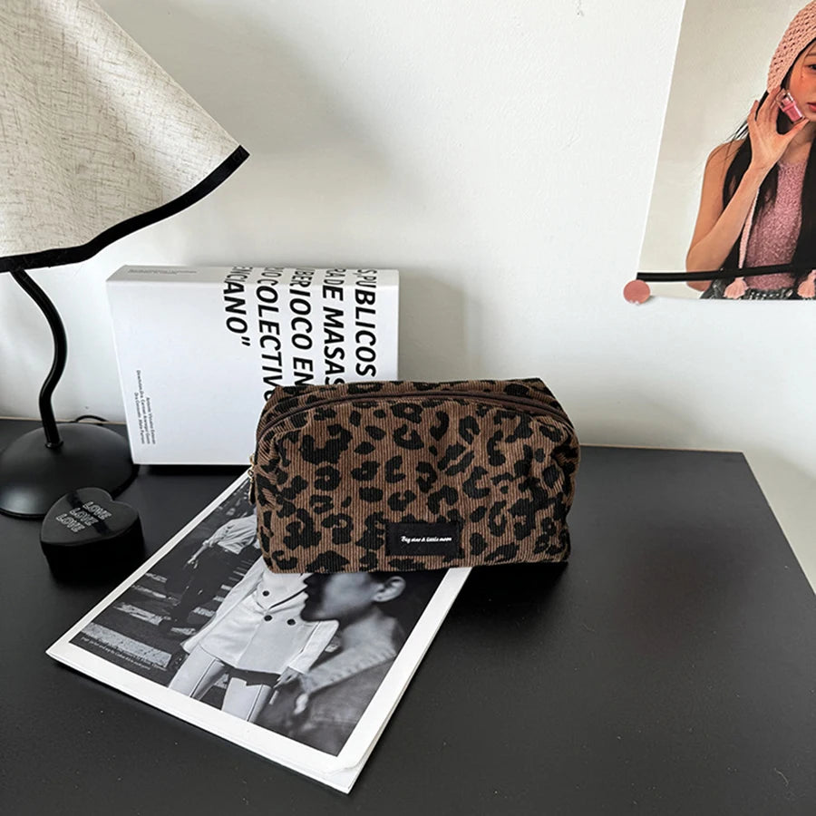 Unique Leopard Print Makeup Bag • Large-Capacity Cosmetic Organizer • Lipstick Storage Pouch