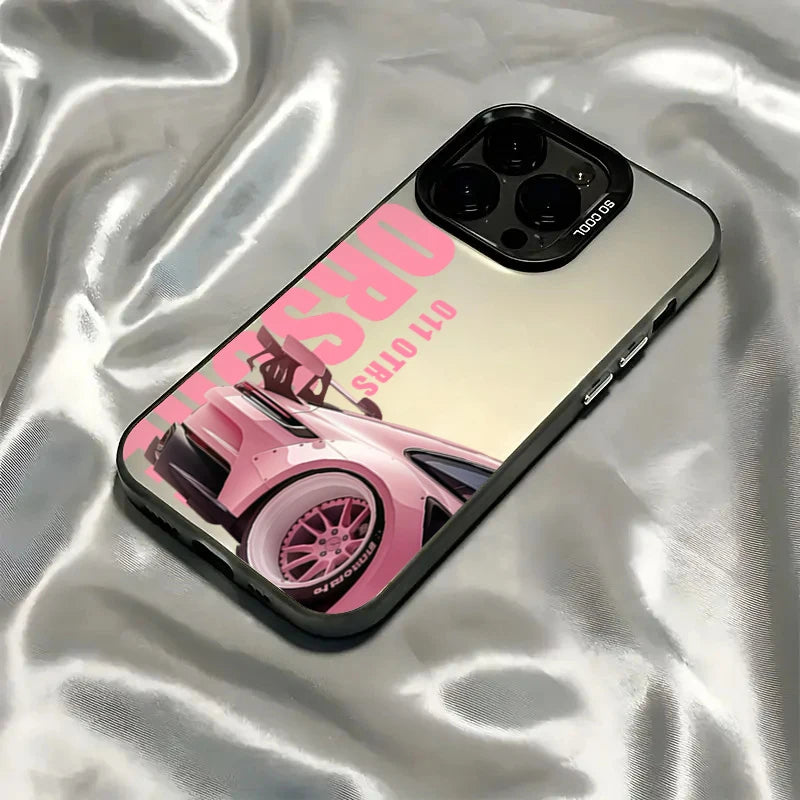 Stylish Sports Car Phone Case For iPhone 17 16 Pro Max 15 14 7 8 Plus 13 12 11 Pro Max 17 Air X XR XS Max Laser Silver Cover