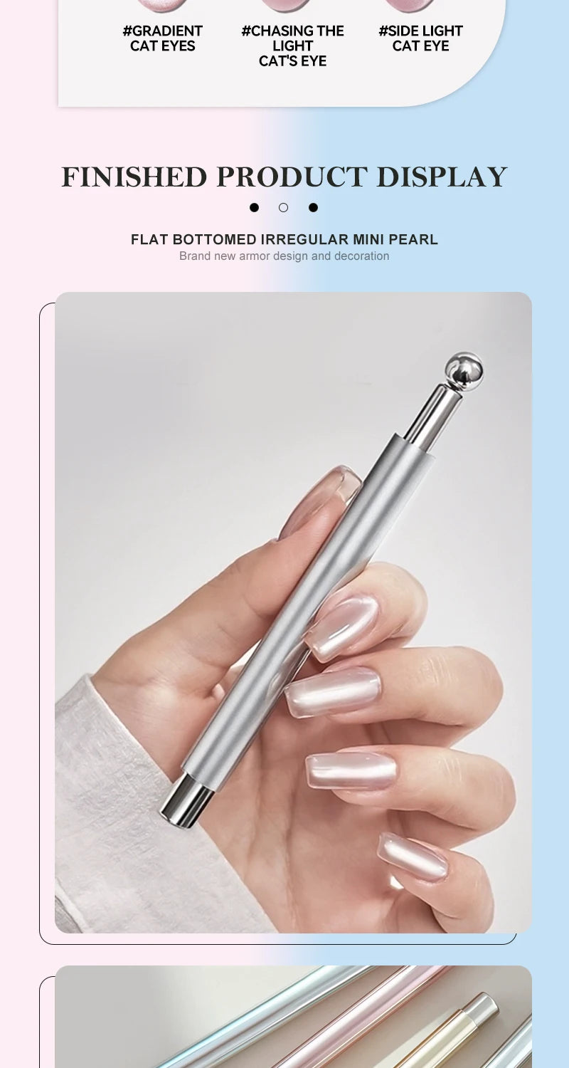 Nail Art Nail Magnetic Stick Cat Eye Magnetic Ball Aluminum Handle Cylindrical UV Gel Magnet Tools Double End Nail Design Tools