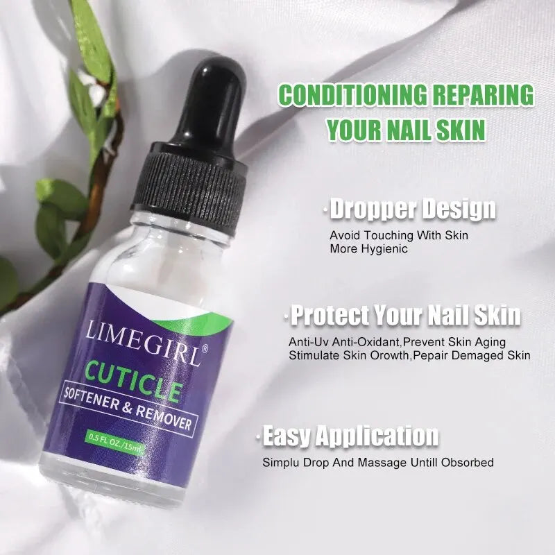 15ML Nail Soften Oil Cuticle Remover for Gel Overgrown Cuticles Soften Eliminating Exfoliant for Nails Manicure Pedicure