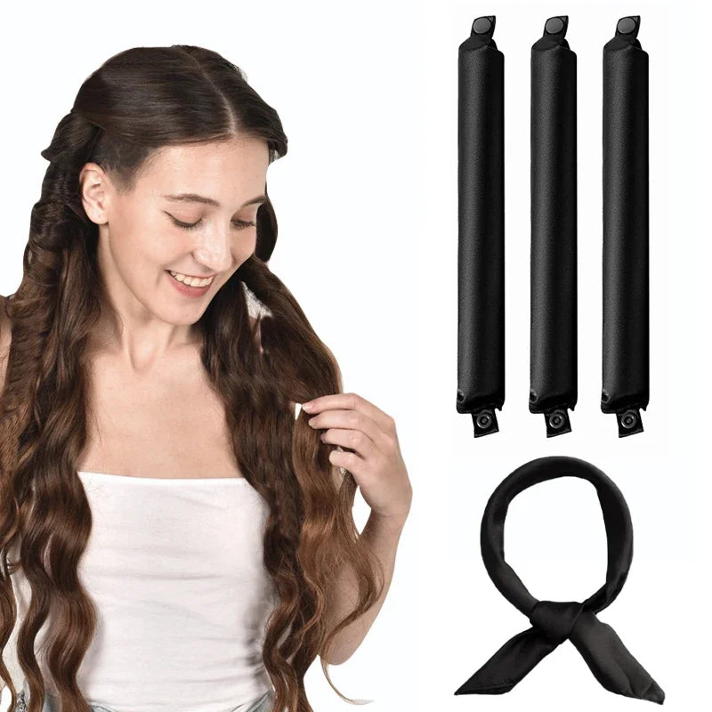 Heatless Satin Hair Curler Set – Overnight Soft Curls