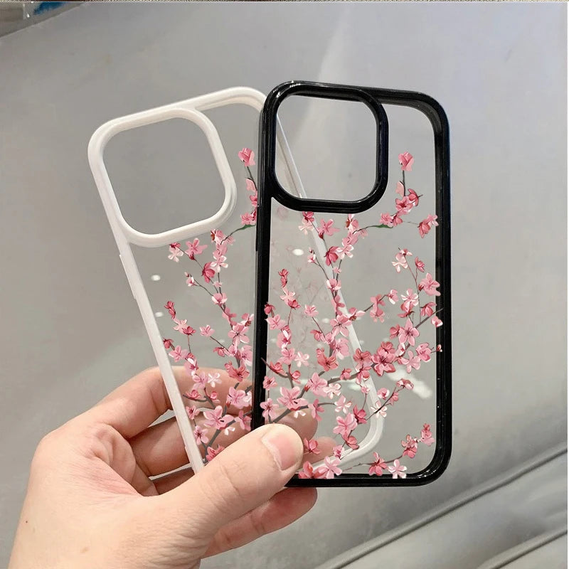Cherry Blossom Floral Phone Case for iPhone 17 16 Pro Max 15 Pro 14 Plus 13 12 11 16E X XR XS 7 8 Plus SE 2022 Shockproof Cover