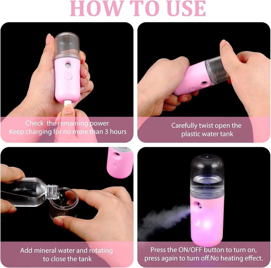 Nano Mister 30 ml Mini Face Humidifier Portable Facial Sprayer USB Rechargeable Handy Skin Care Machine for Face Hydrating