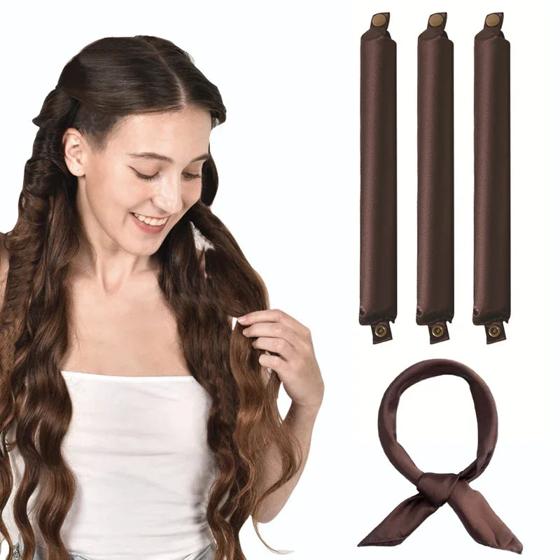 Heatless Satin Hair Curler Set – Overnight Soft Curls